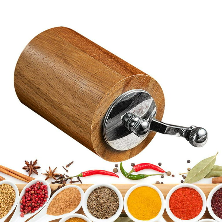 Tohuu Salt Grinder Refillable Wood Spice Grinder Manual Seasoning Grinder  Ceramic Burr Grinder for Travel first-rate 