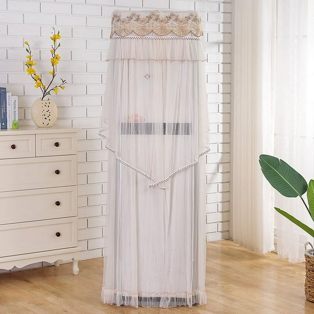 Nvzi 1 nueva cubierta de aire acondicionado de gabinete con patrón de encaje marrón cuadrado con borde de hilo cubierta de aire acondicionado vertical 52 * 30 * 170 cm