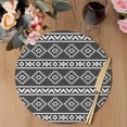 thumbnail image 3 of Black Boho Round 13 Inch Placemats Set of 2, Abstract Geometric Bohemia Ethnic Striped HeatResistant Non Slip Place Mats for Dining Table, Wipeable Braided Kitchen Table Mats for Housewarming, 3 of 9