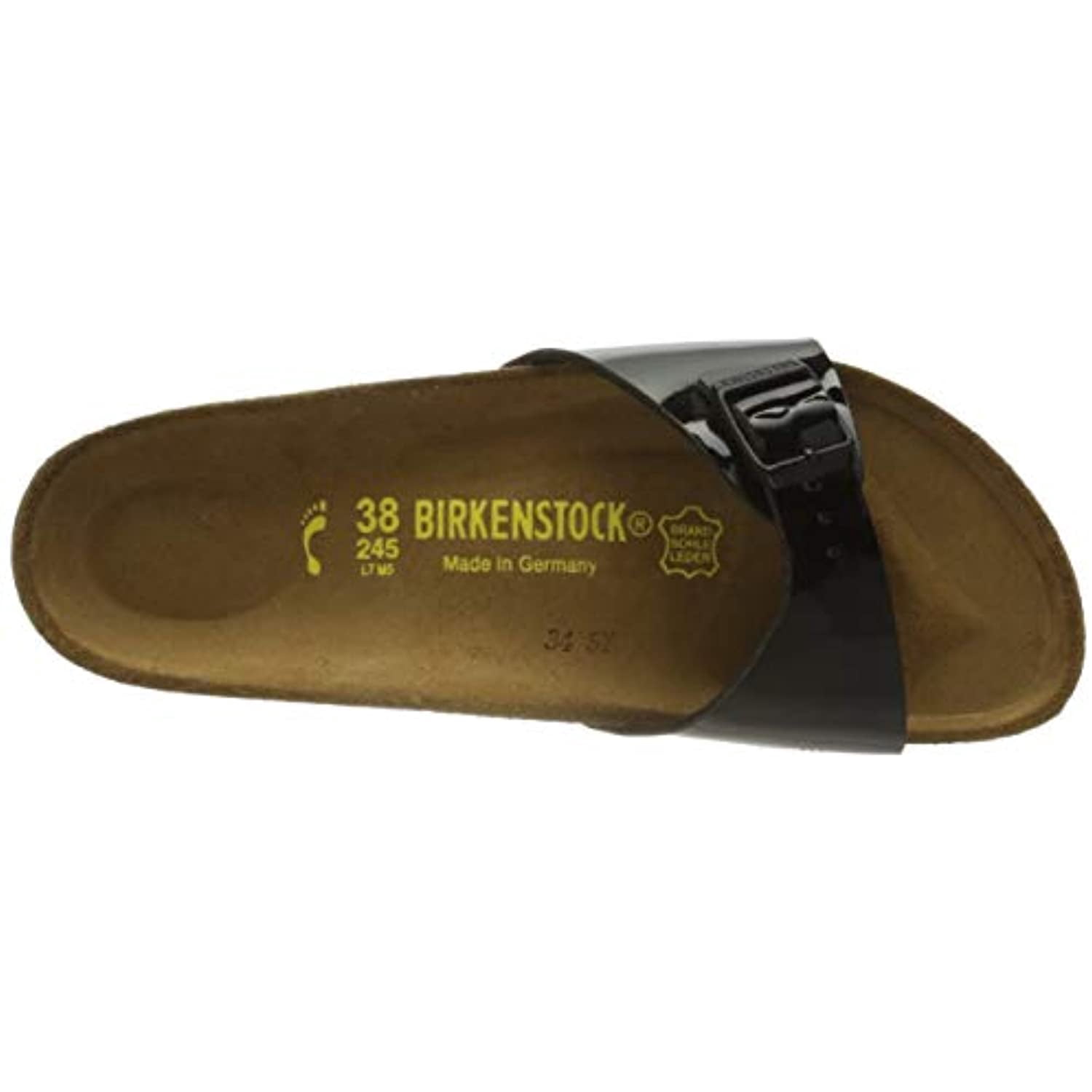 Birkenstock Womens Madrid Sandal Black Patent Birko-Flor Size 37 EU (6-6.5 M US Women)