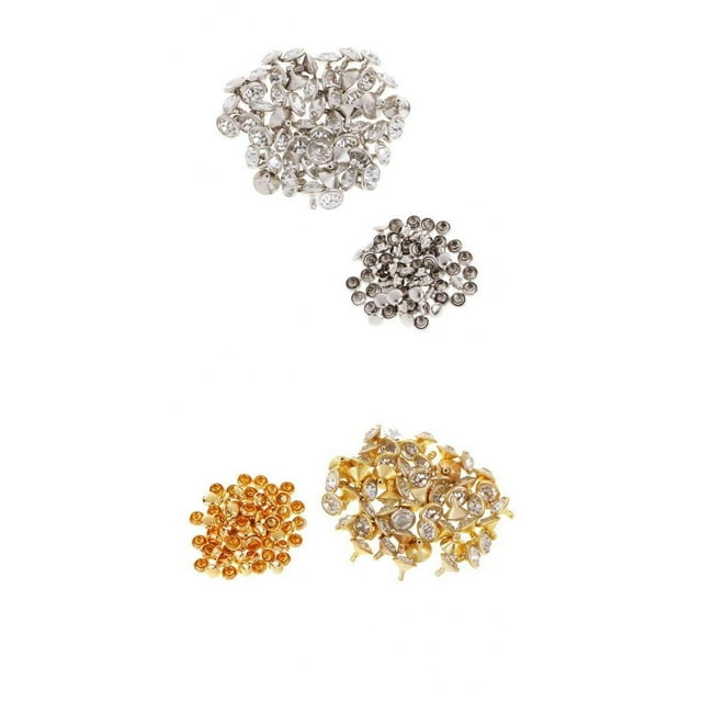 100 Piezas de Remaches de de Imitación para Manualidades de Bricolaje, Decoración de Bolsos de material cuero, material de oro y material