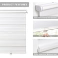 thumbnail image 2 of LazBlinds No Tools No Drill Cordless Polyester Dual Layer Zebra Roller Blinds, Light Filtering Sheer Shades Horizontal Window Blinds for Windows Size 35'' W x 72'' H, White, 2 of 6