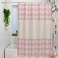 thumbnail image 3 of Shower Curtains for Bathroom-36"x72",Retro Linen Pink Buffalo Plaid Waterproof Bath Curtain Grommet Shower Curtain Set with Hooks, 3 of 9