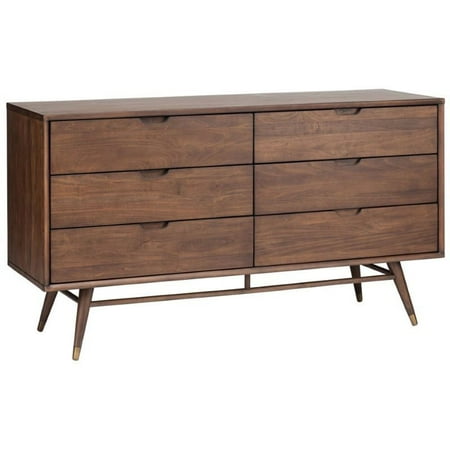 Maklaine 6 Drawer Dresser In Walnut Maklaine 6 Drawer Dresser In Walnut