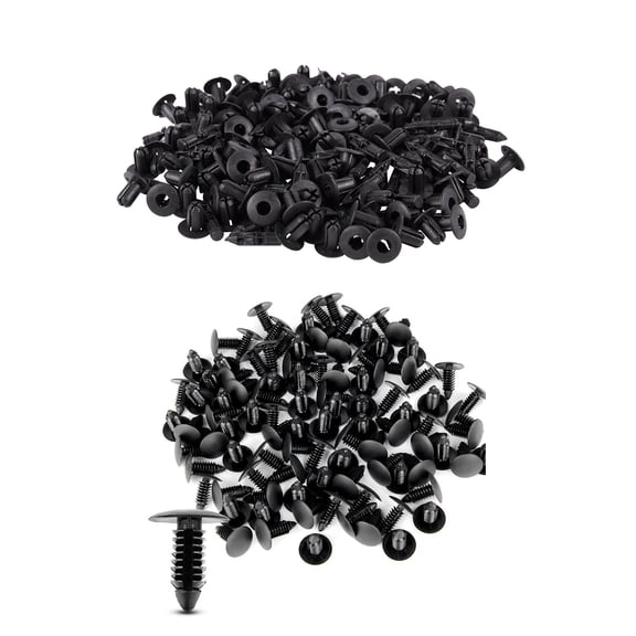 200 Pcs Black Plastic Rivets: 100 Pcs Car Molding Door 5Mm Hole Rivets Fixing & 100 Pcs Bumper Fastener Rivet Clips Auto Furniture Assembly Expansion Screws Kit