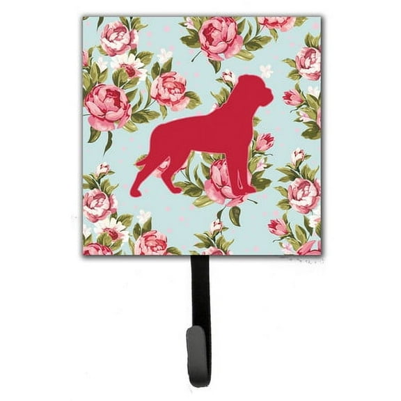 Caroline's Treasures BB1083-RS-BU-SH4 Rottweiler Shabby Chic Blue Roses Leash or Key Holder, Blue, Single Hook, multicolor