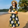 thumbnail image 4 of Lukts Lilies Flowers for Women's Short-sleeved Dress, Round Neck Pullover Slim T-shirt Knee-length Dress, Suitable for Daily Leisure and Office, 4 of 6