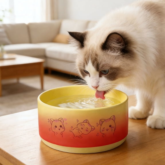 Heated Pet Water Bowl for Winter, Ceramic Anti-Freeze Bowl with Chew-Resistant Cord, Constant Temperature Water Dish for Dogs Cats, Outdoor Safe Animal Hydration Station