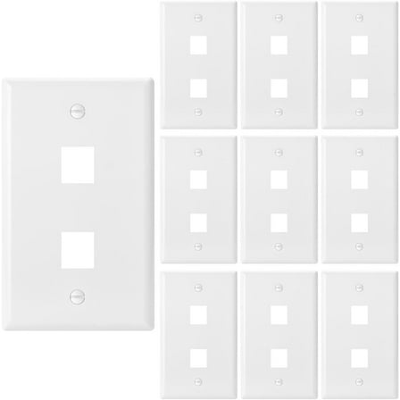 Bates- 2 Port Keystone Wall Plate, 10 Pack, White Ethernet Wall Cover, Keystone Plate 2 Port, Ethernet Wall Plate 2 Port, Ethernet Gang Wall Plate, Ethernet Plate, Dual Gang Keystone Wall Plate