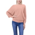 thumbnail image 2 of Women'S Solid Color Oversized Batwing Sleeve Boat Neck Long Sleeve Knit Sweater Loose Pullover Lotus Pink One Size, 2 of 8