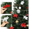 thumbnail image 2 of 24PCS Christmas Poinsettia Artificial Flowers Decorations 5" Christmas Tree Wreaths Garland Decoration Glitter Flowers Picks Decor for Xmas New Year Wedding Party Ornaments, 2 of 6
