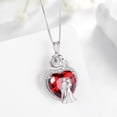 thumbnail image 6 of Juwaliy Couple Necklace for Women 925 Sterling Silver 15MM Heart January Birthstone Rose Flower Pendant Promise Engagement Jewelry Valentine's Day Gift for Her Wife Bride, 6 of 10