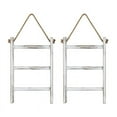 thumbnail image 1 of 2X Wall-Hanging Towel Ladder Rustic Whitewashed Wood Countertop Ladder Farmhouse Decor Towels Rack with Adjustable Rope, 1 of 7