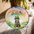 thumbnail image 3 of Happy St. Patrick’s Day Rottweiler with Green Hat Shamrocks Rainbow Stained Glass Suncatcher Rottie Dog Lover Gifts Idea Window Hanging Sign Decor - 03007, 3 of 5