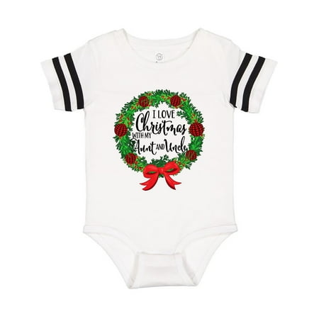 

Inktastic I Love Christmas with My Aunt and Uncle Wreath Gift Baby Boy or Baby Girl Bodysuit