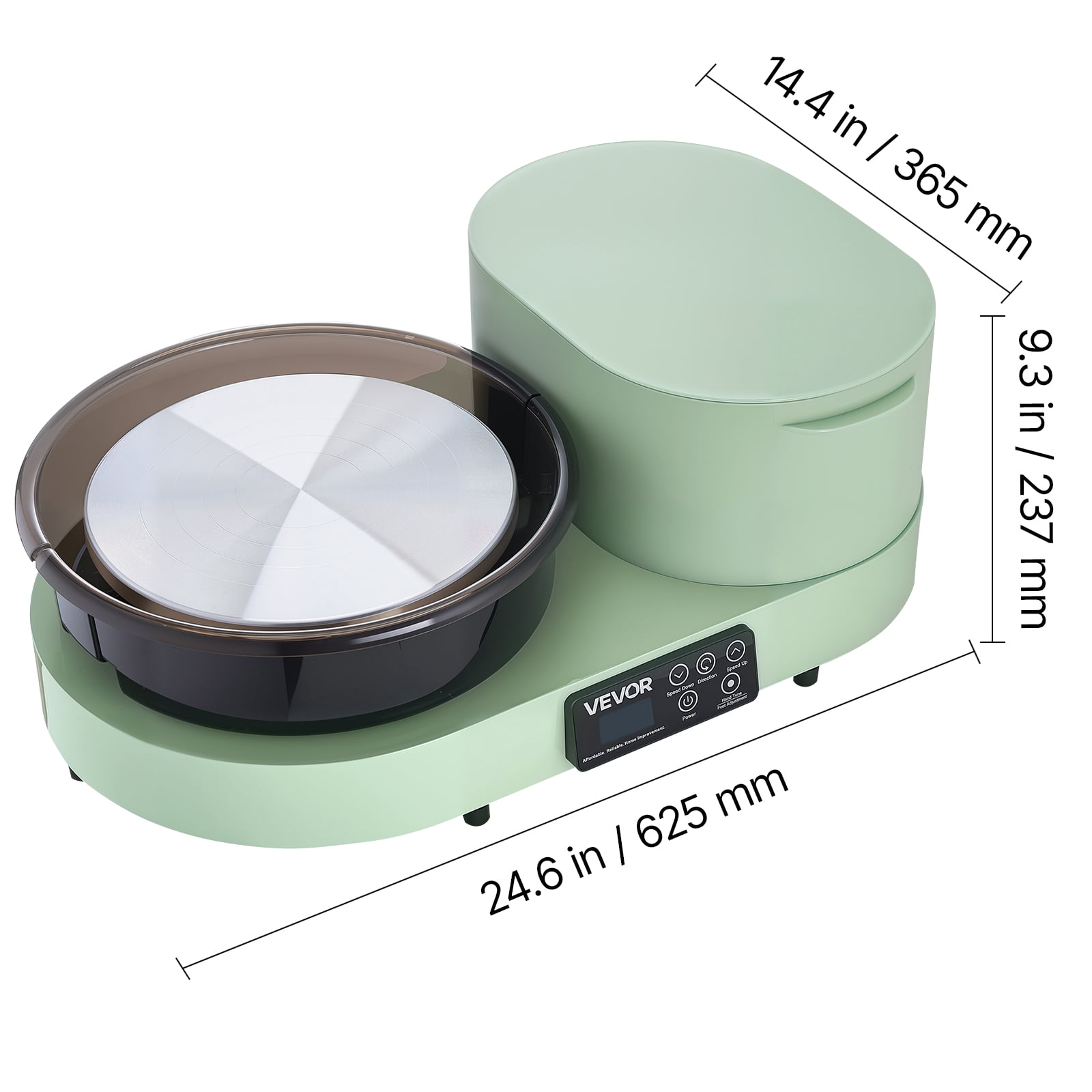 VEVOR Pottery Wheel for Adults, 11" Aluminum Turntable, 450W Electric Table Top Pottery Wheel with Foot Pedal, 30-300 RPM Adjustable Speed, Aluminum Body, for Beginners, DIY Clay Art Craft, Green