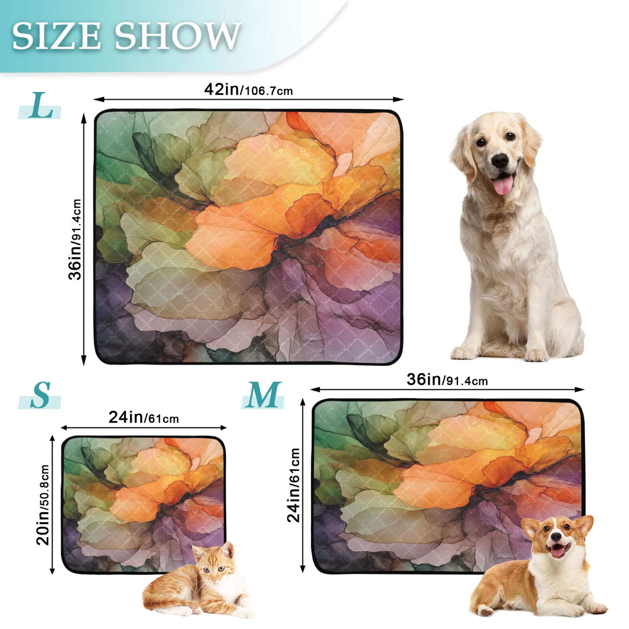 Qxltty Abstract Petal Pattern Cat litter Pads Pet Set of 3 Diaper Mats Center Anti-leakage Layer Absorbent Soft and Comfortable