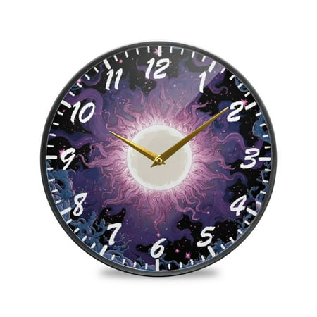 9.5in Acrylic Wall Clock with Glass-like Finish Round Clock for Home Decoration Solar Vortex
