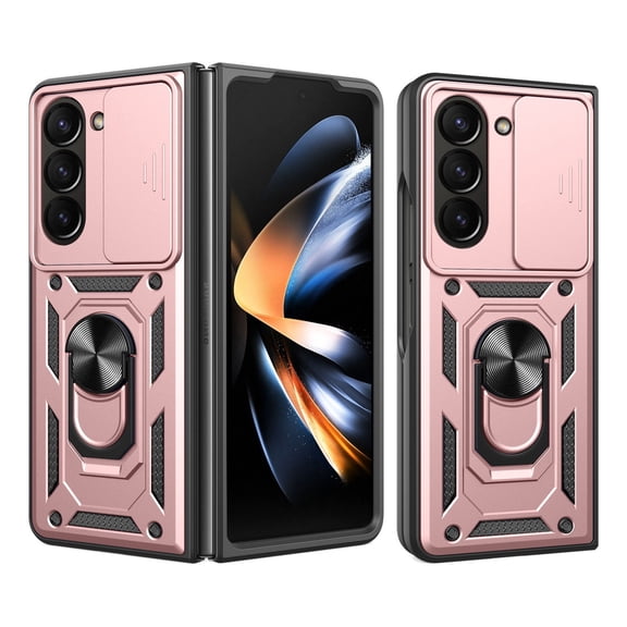 For Samsung Galaxy Z Fold 6 5 4 3 Phone Case Slide Camera Kickstand Ring Shockproof Protective Cover