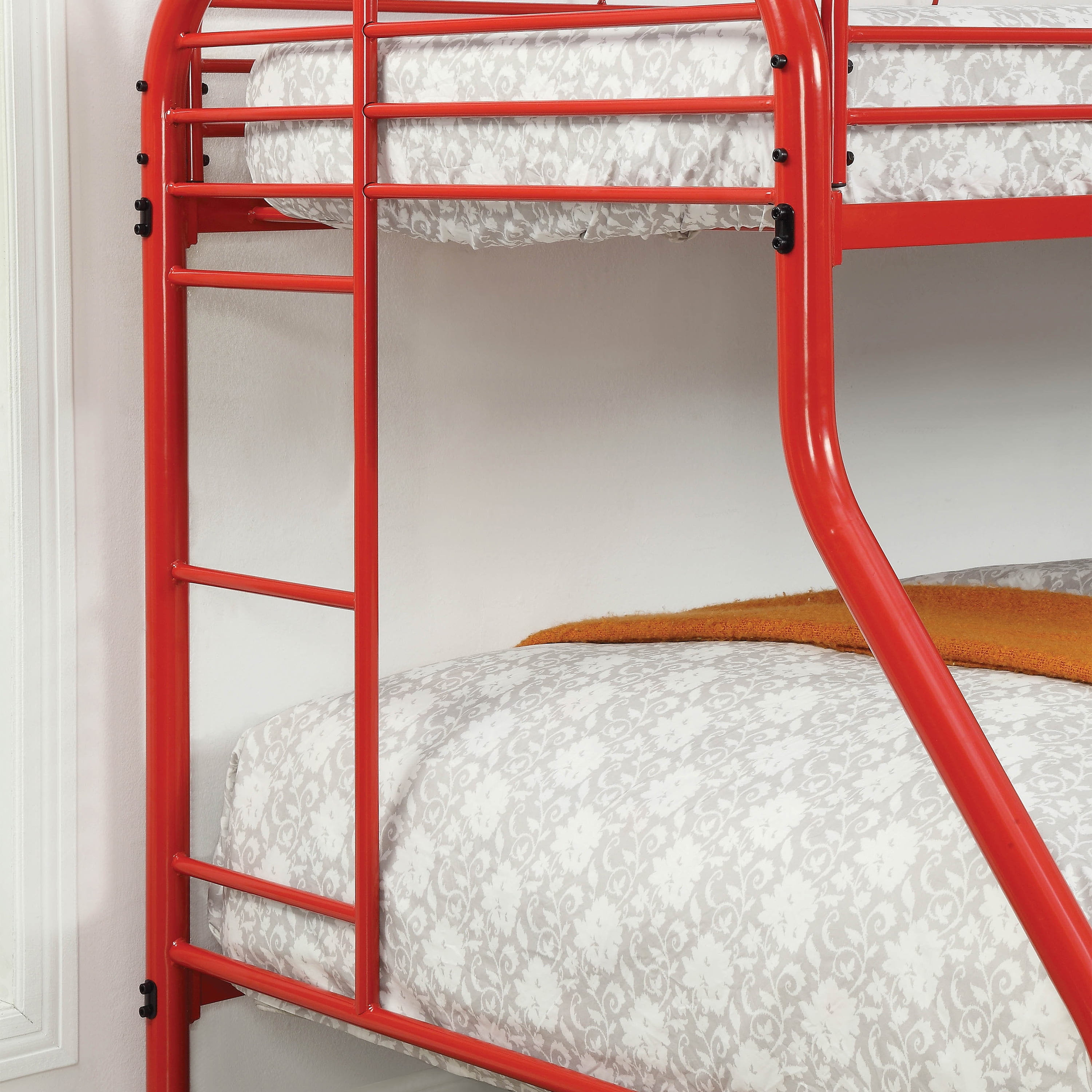 Furniture of America Wade Transitional Metal Bunk Bed, Twin/Full, Red