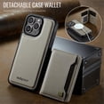 thumbnail image 2 of AutSpace Funda para Apple iPhone 13 Pro, Bloqueo RFID, Cuero PU, Compatible con MagSafe, Billetera Desmontable 2 en 1 con Tarjetero, Soporte, Cubierta Protectora Magnética, Gris, para iPhone 13 Pro, 2 of 8