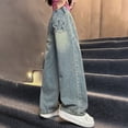 thumbnail image 5 of LWNYDPLSD Girls Baggy Jeans Straight Wide Leg Casual Denim Pants for Kids Y2k Distressed Vintage Denim Jeans Fashion Streetwear for Teens Girl, 5 of 6