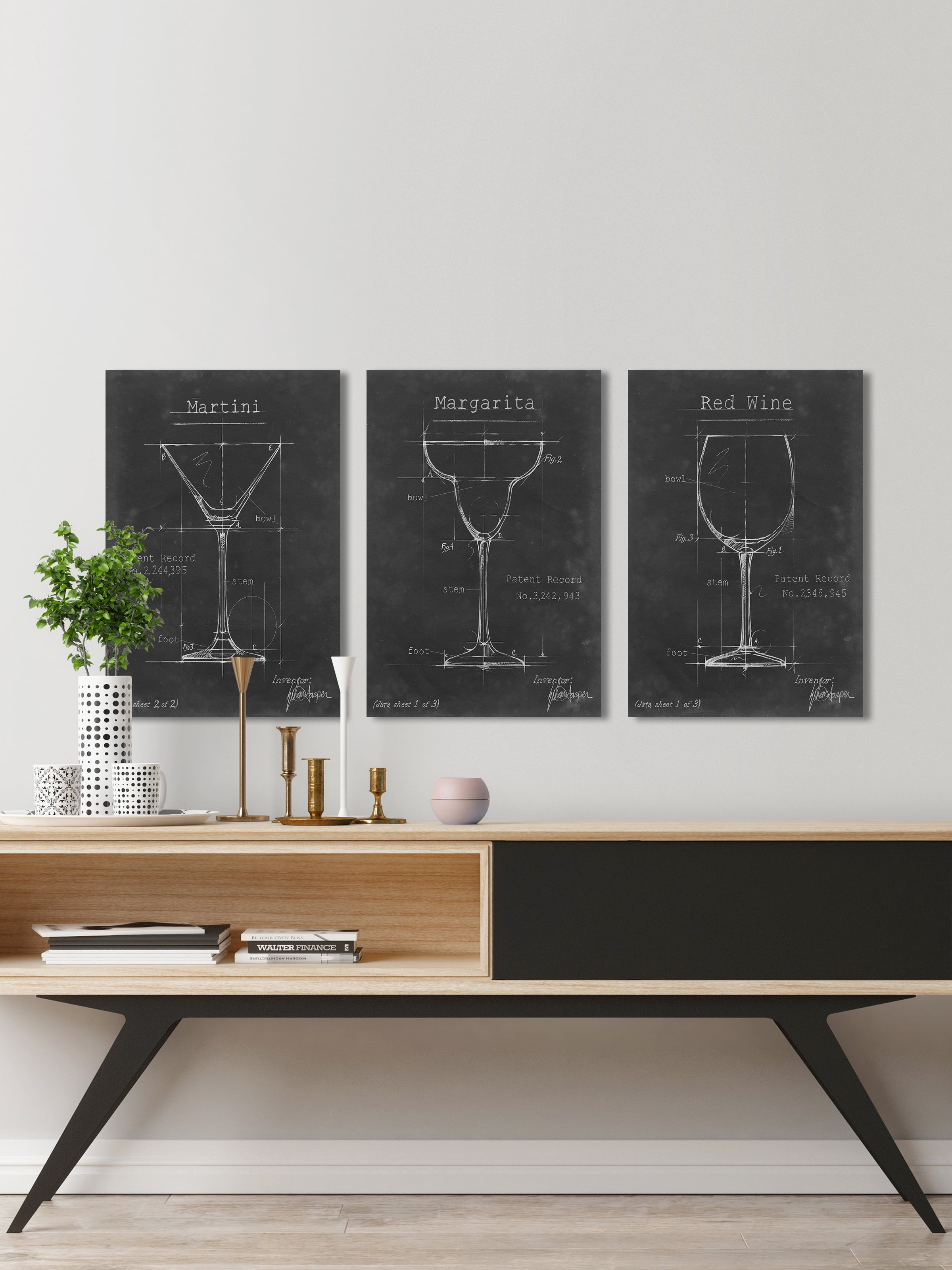 Marmont Hill Barware Blueprint XI Triptych