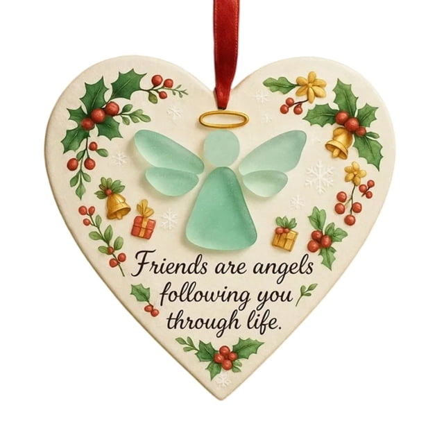 Ornamento de Amistad Angelss en Forma de Corazón