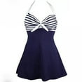 thumbnail image 4 of EGNMCR Womens Halters Swimdress Plus Size Two Piece Swimsuit Tankini Set on Clearance, 4 of 5
