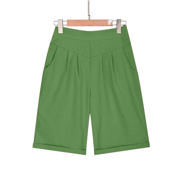Puntoco pantalones cortos de verano para mujer, moda 2024, pantalones informales de lino y algodón de cinco puntos de Color veraniego para mujer