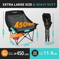 thumbnail image 3 of KingCamp Oversized Folding Camping Chairs, Heavy Duty Outdoor Round Camping Chair with Pocket, Fully Padded Folding Lawn Chairs for Adults, Black Dark Grey, Support 450+lbs, 3 of 10