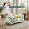 thumbnail image 4 of FOR U DESIGNS Sunflower Leaf Print Ottoman Slipcover Stretch Flip-Top Storage Bench Cover Rectangle Foot Chest Cover Washable Non-Slip Stool Protector with Elastic Band for Dogs Pets, 4 of 7