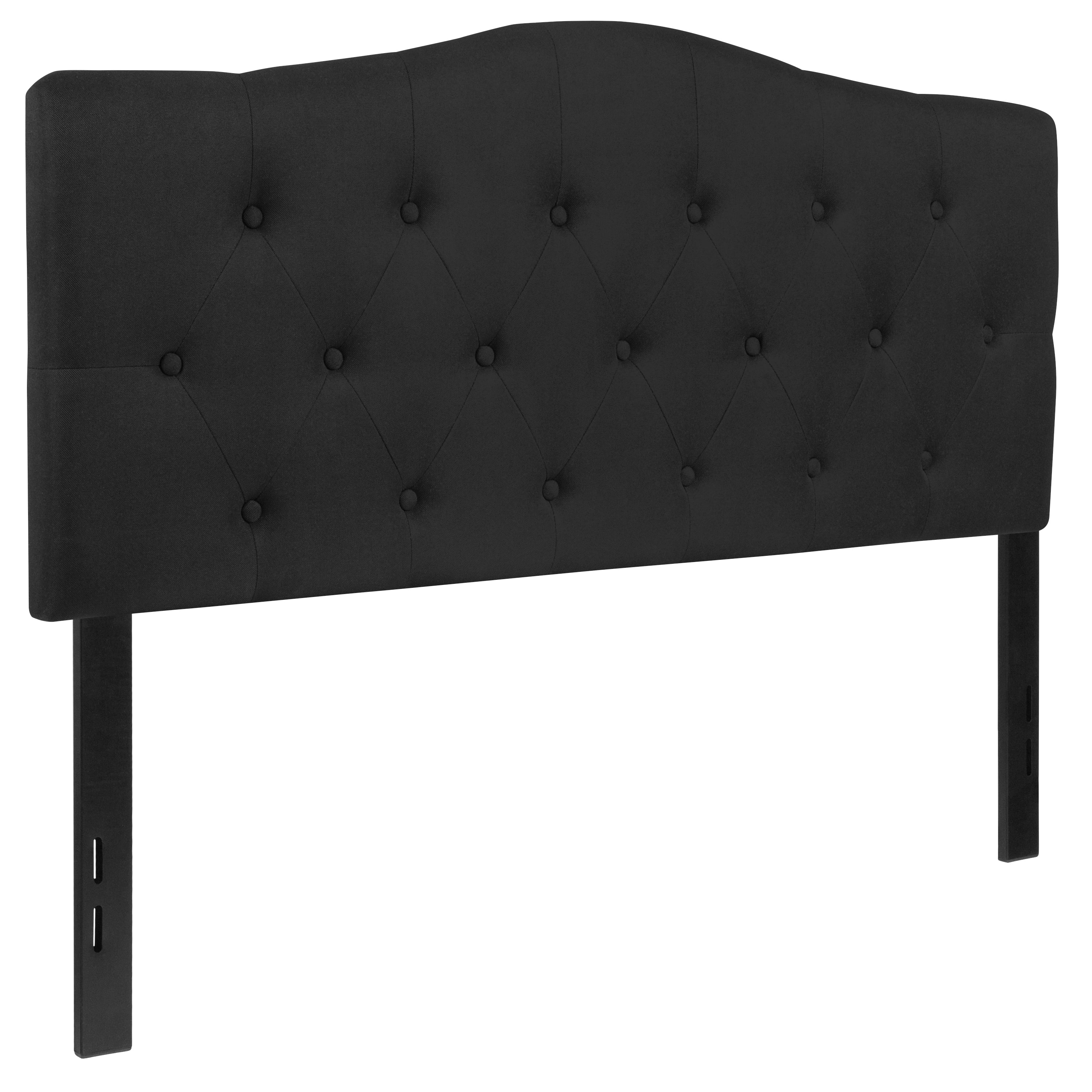 Emma + Oliver Tufted Upholstered Full Size Headboard in Black Fabric