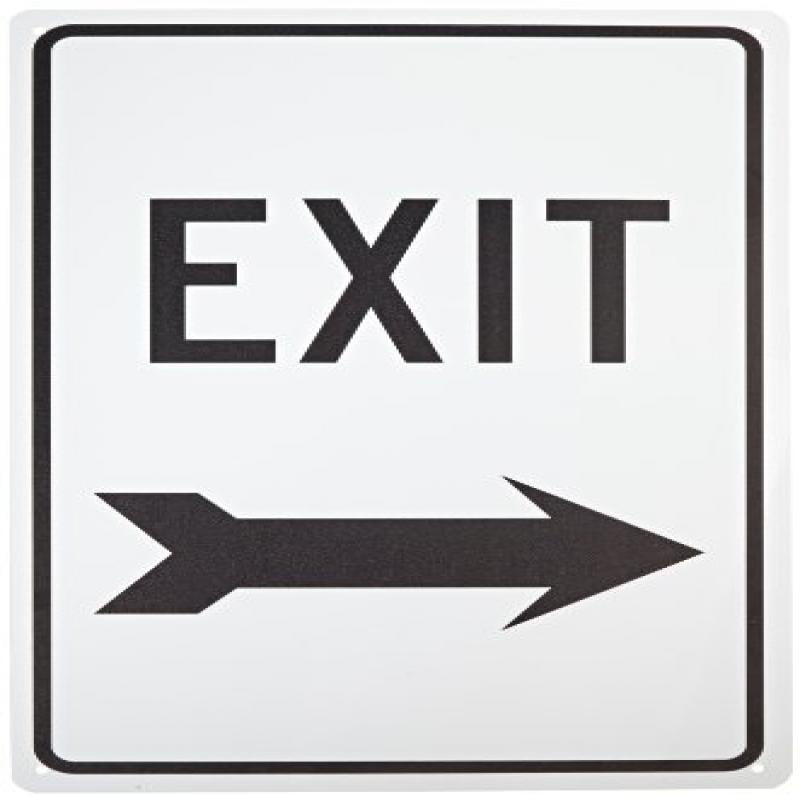 12 Length x 18 Height Legend EXIT with Right Arrow Black on White NMC TM80G Traffic Sign Aluminum 0.040 