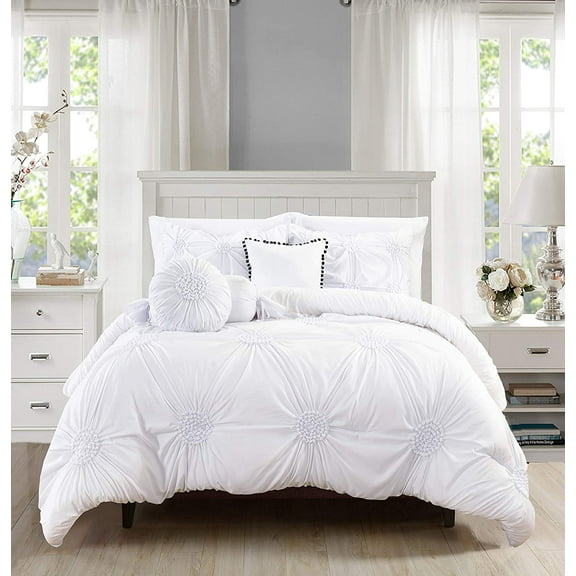 10-Piece Bed-in-a-Bag Sunflower Comforter Set King/Cal King White