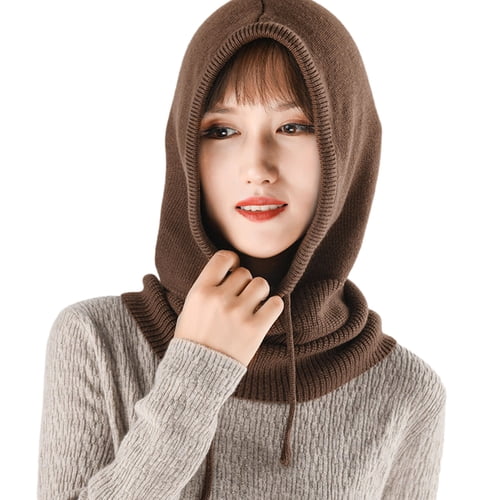 Guiexla Ladies Winter Balaclava Knitted Thick Solid Color