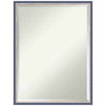 Amanti Art Theo Blue Narrow Beveled Wood Wall Mirror 25.25 x 19.25 in.