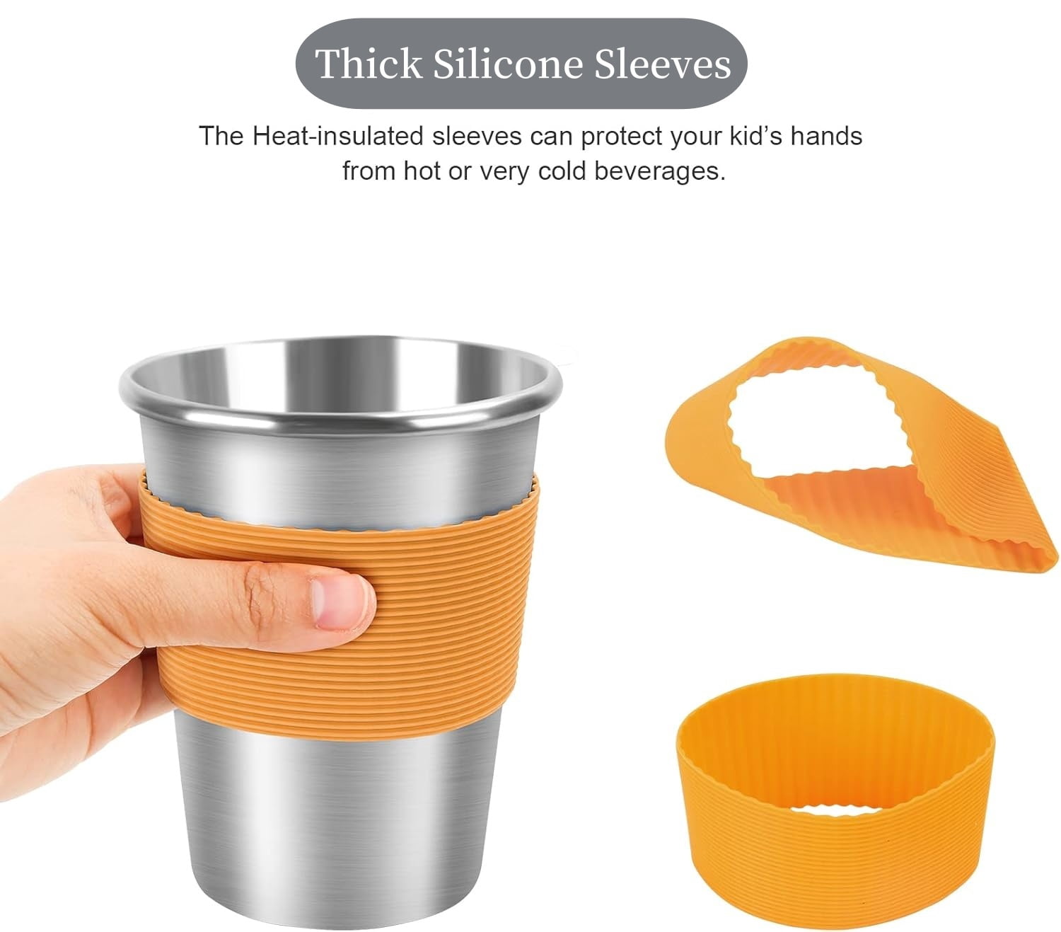 LQQBOX Toddler Cups with Straws, Stainless Steel Children Smoothie Drinking Sippy Cups, Stacking & Reusable Kids Cups with Straws and Lids, 5 Pack, 12oz