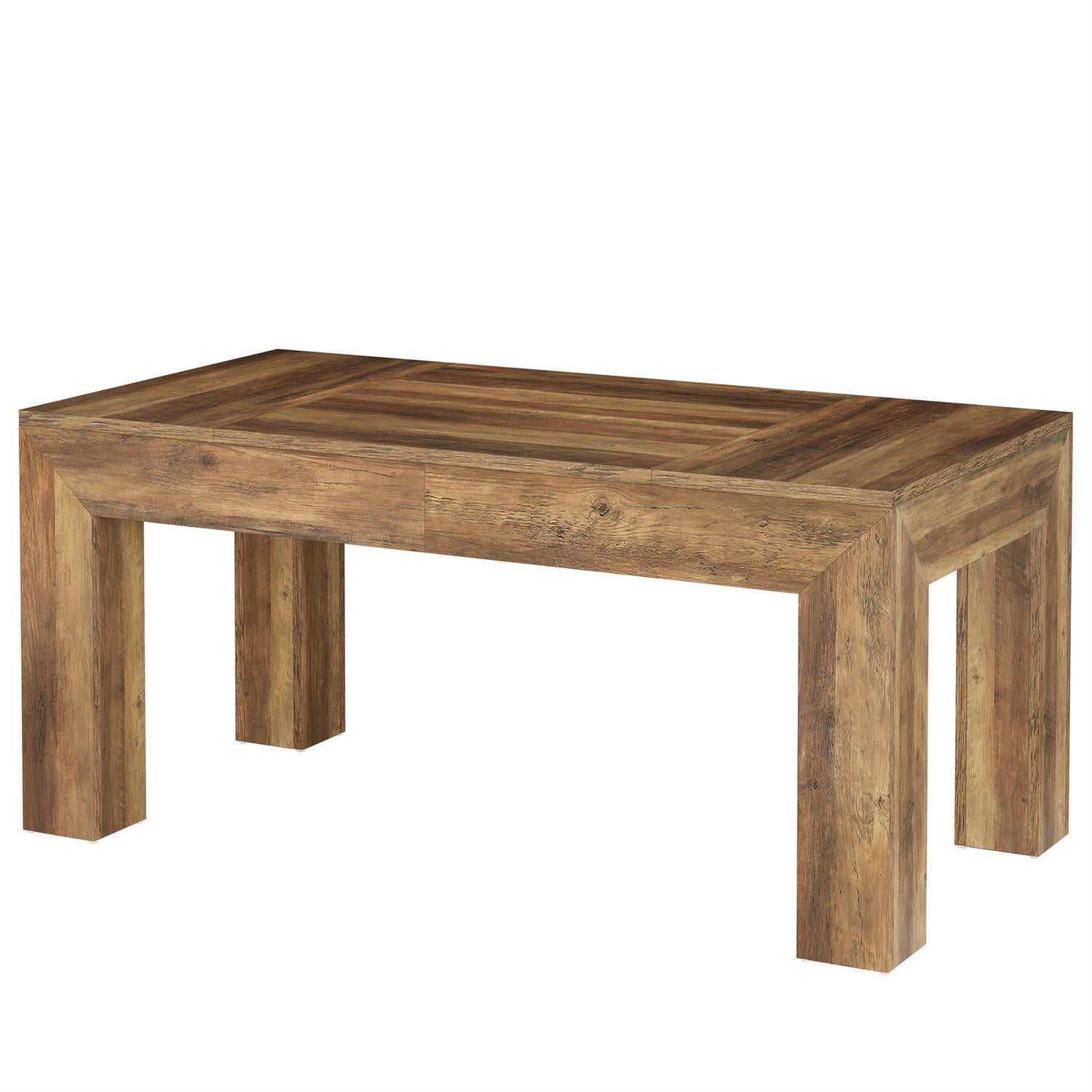 Demi Bonn 62" Solid Wood Rectangular Dining Table with Thick Legged for Home & Kitchen, Sturdy & Durable, Brown