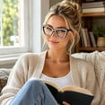 thumbnail image 6 of Rhinestone Cat Eye Reading Glasses Womens Cute Computer Blue Light Blocking Rhinestone Readers Glasses, 6 of 8