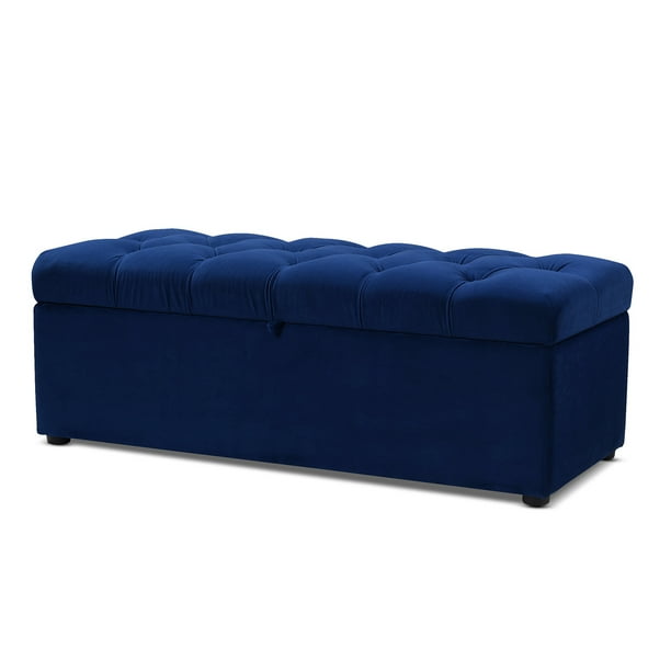 Arlo Tufted Storage Bench, Navy Blue