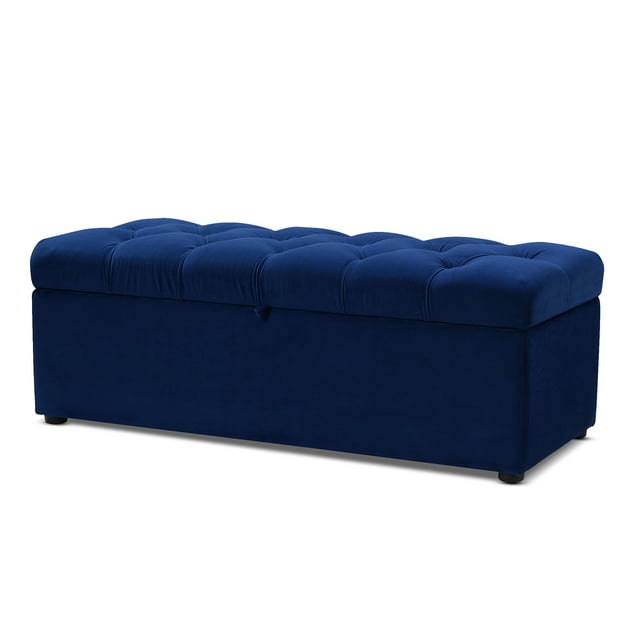 Arlo Tufted Storage Bench, Navy Blue