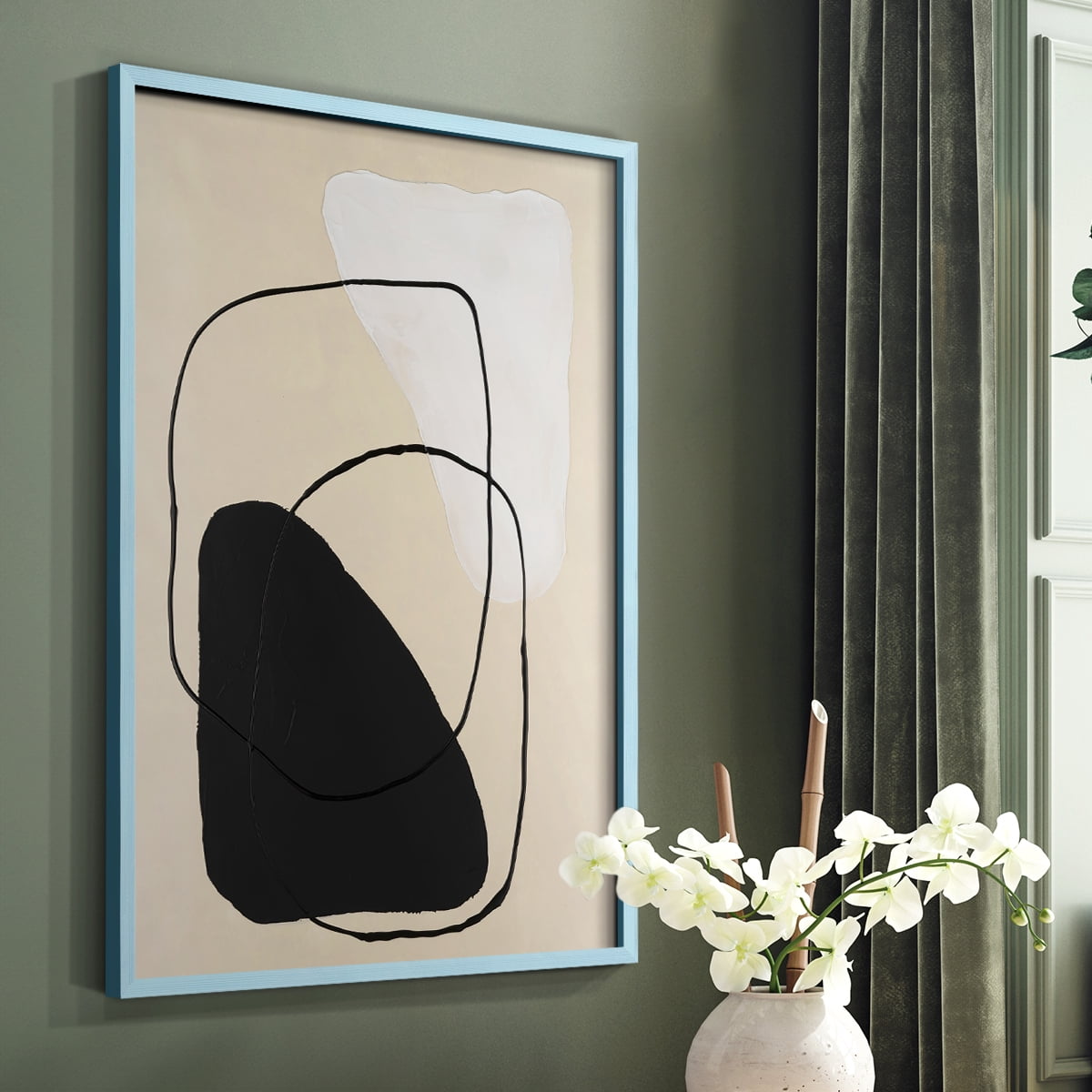 Avant Mod II Framed Print in Blue Solid Wood Framed Print No Nail Hanging