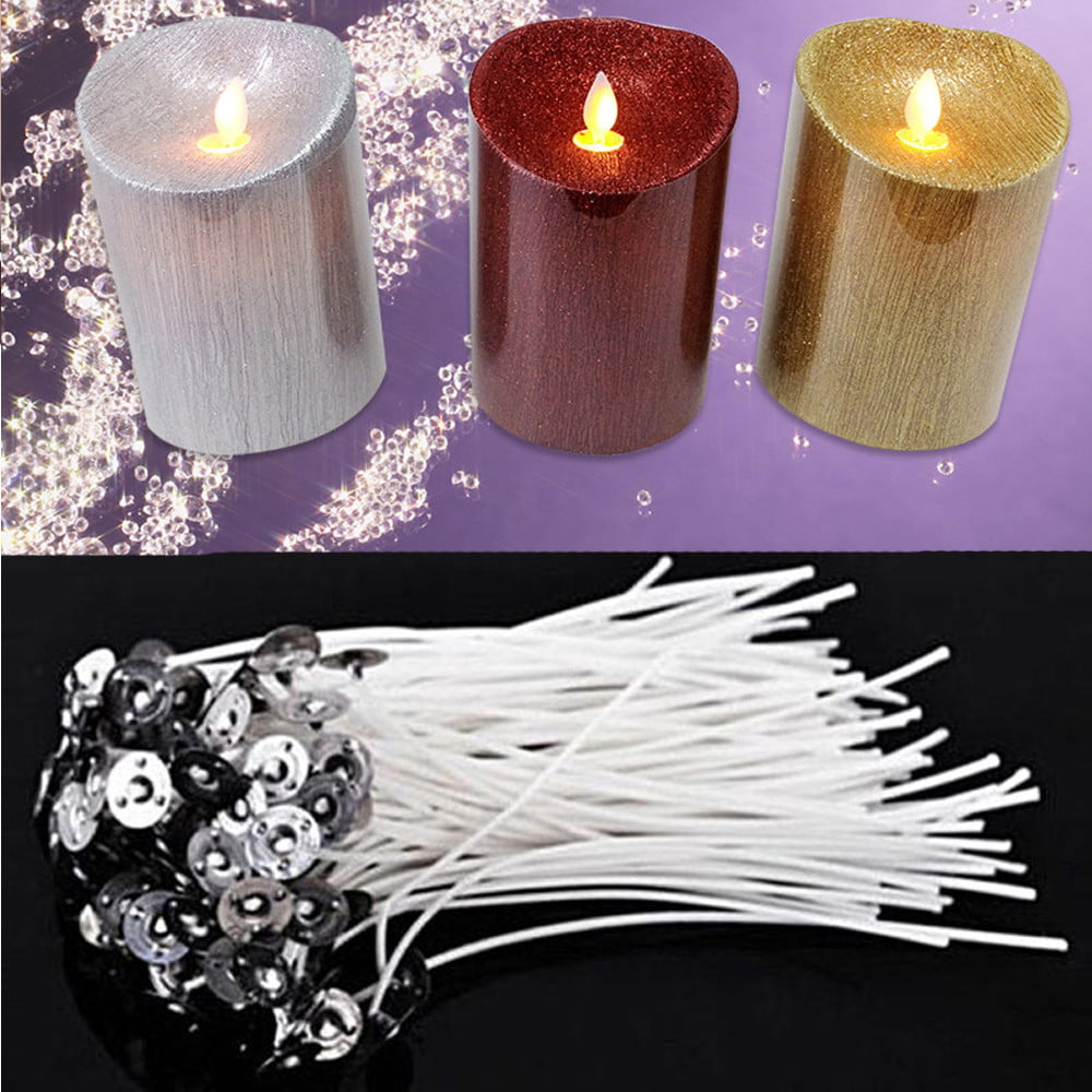 100 Stoppini per candela 12cm Wax Candle Cotton Wicks with Metal Sustainers 