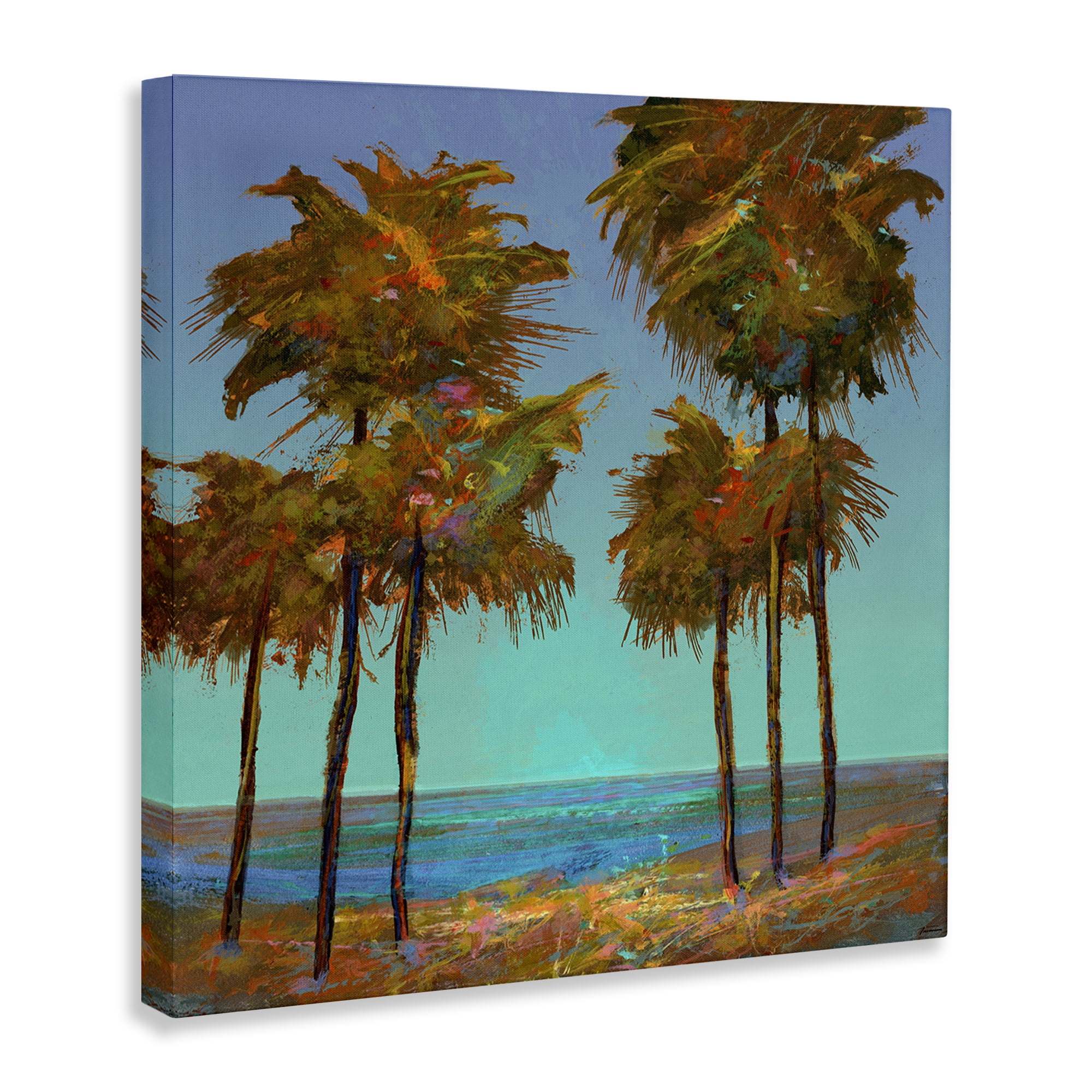 Stupell Industries Looming Green Palms Landscape Painting Gallery Wrapped Canvas Art Print Wall Art, 36 x 36