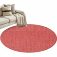 thumbnail image 2 of Coral Red 3.3ft Round Rug, Farmhouse Burlap Solid Red Color Modern Linen Texture Non-Skid Rubber Backing Large Area Rugs - Living Room Bedroom Home Office, Indoor Floor Mat Carpets Washable Rug, 2 of 9