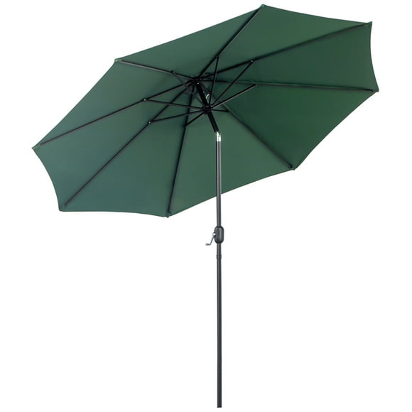 Outsunny 10' x 8' Parapluie de Marché Rond, Parasol de Patio avec Manivelle et Inclinaison, Parasol Extérieur pour Jardin, Banc, Pelouse, Vert