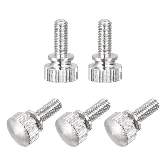Uxcell 5Pcs M4x12mm Knurled Thumb Screws, Brass Nickel Plated Shoulder Bolts Grip Knobs Fasteners for Electronic, Mechanical, Nickel White