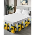 thumbnail image 4 of Abstract Color Block Bed Skirt California King Size 16" Drop Yellow Block Gradient Gray Modern Ruffled Wrap Around Bed Skirts Adjustable Elastic Bedskirt Dust Ruffle for California King Size Bed, 4 of 7