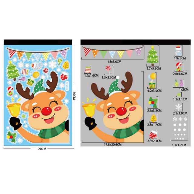 Sticker decorations Snowman elk window stickers Electrostatic stickers mall vitrine decoration-SinKeeU